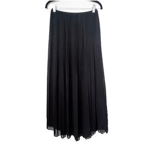 H&M Black Pleated Chiffon Maxi Skirt Flowy Dark Academia Boho Fairy Sz M